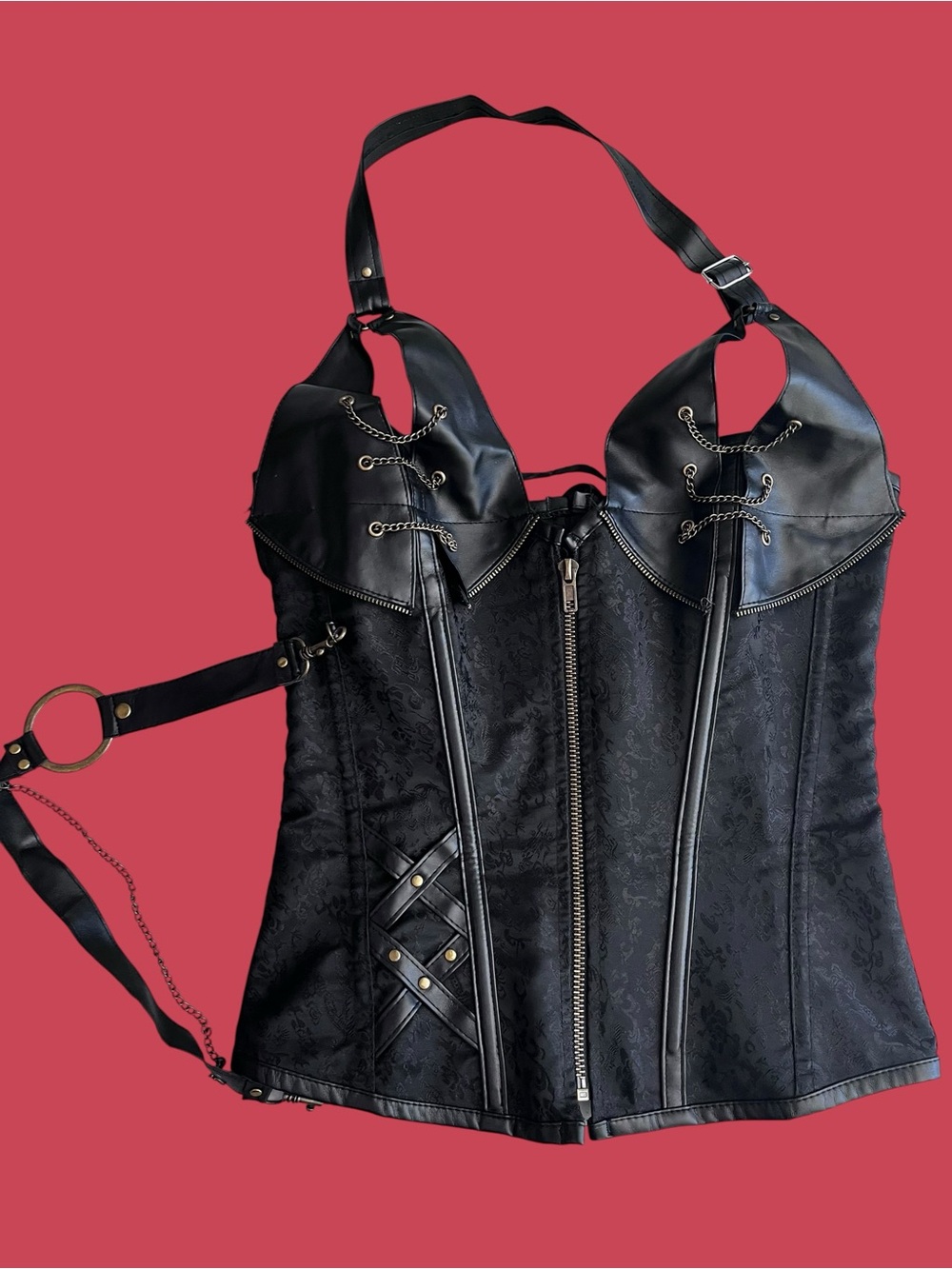 Women Black Steampunk Corset Bustier Gothic Shapewear Lingerie Lace up Medium